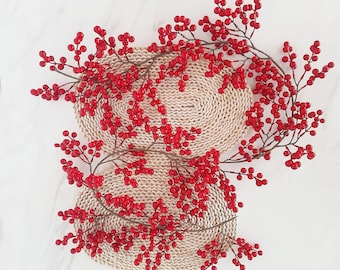 Christmas Red Berries Twine -Christmas Berries-Christmas Faux Red Berries (2metre long)