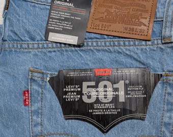 Levi's 501 Original - Jean droit en coton bleu clair avec braguette à boutons