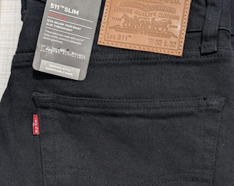 Levi's 511 Slim Fit Schwarz Stretch Denim Jeans, Versand am selben Tag aus Großbritannien