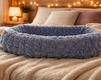 Cozy Chunky Knit Pet Bed | Handmade Plush Dog & Cat Bed | Soft Washable Yarn Pet Nest | Small Pet Bed | Modern Pet Decor