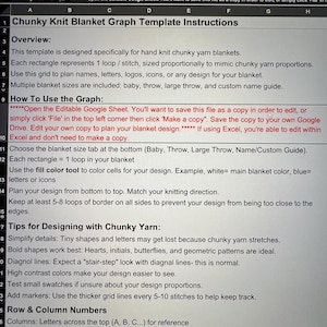 Chunky Knit Blanket Graph Template – Editable Design Planner (Digital Files)