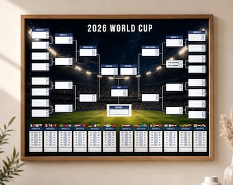 WK 2026 poster printbaar als PDF of Canva | Schema (Frans/Engels) | Voetbalwandkaart A3 schema tracker, WK 2026