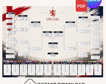 Poster van het WK voetbal 2026, 104 wedstrijden, toernooivoorspeller, voetbalcadeau, Engelse editie, Canva PDF Sport