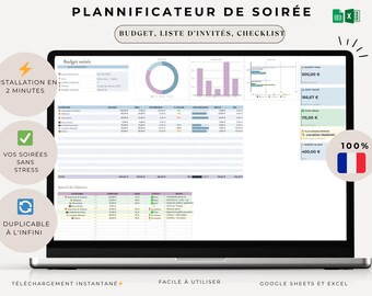 Feestplanner, evenementorganisator, gastenbeheer, budgetchecklist, spreadsheet, feestplanner, budgetplanner (Excel, Google Sheets)
