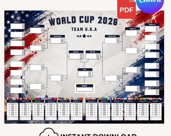 WK 2026 poster printbaar in PDF en Canva | Schema VS | Voetbalwandkaart A3 met 104 wedstrijden, Team VS, Sport, Sportcadeau