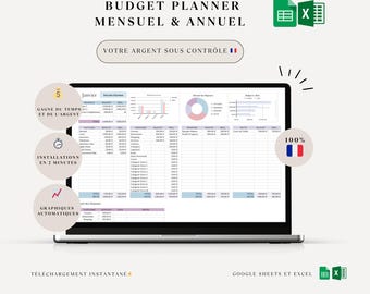 Monthly and annual budget (French) 2026 | Google Sheets and Excel | Expense tracking | Personal finance - budget tracker