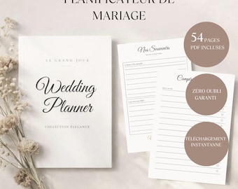 Printbare trouwplanner in het Frans | Trouwplanner van 54 pagina's | PDF-trouwplanner | Direct downloaden | A4 A5