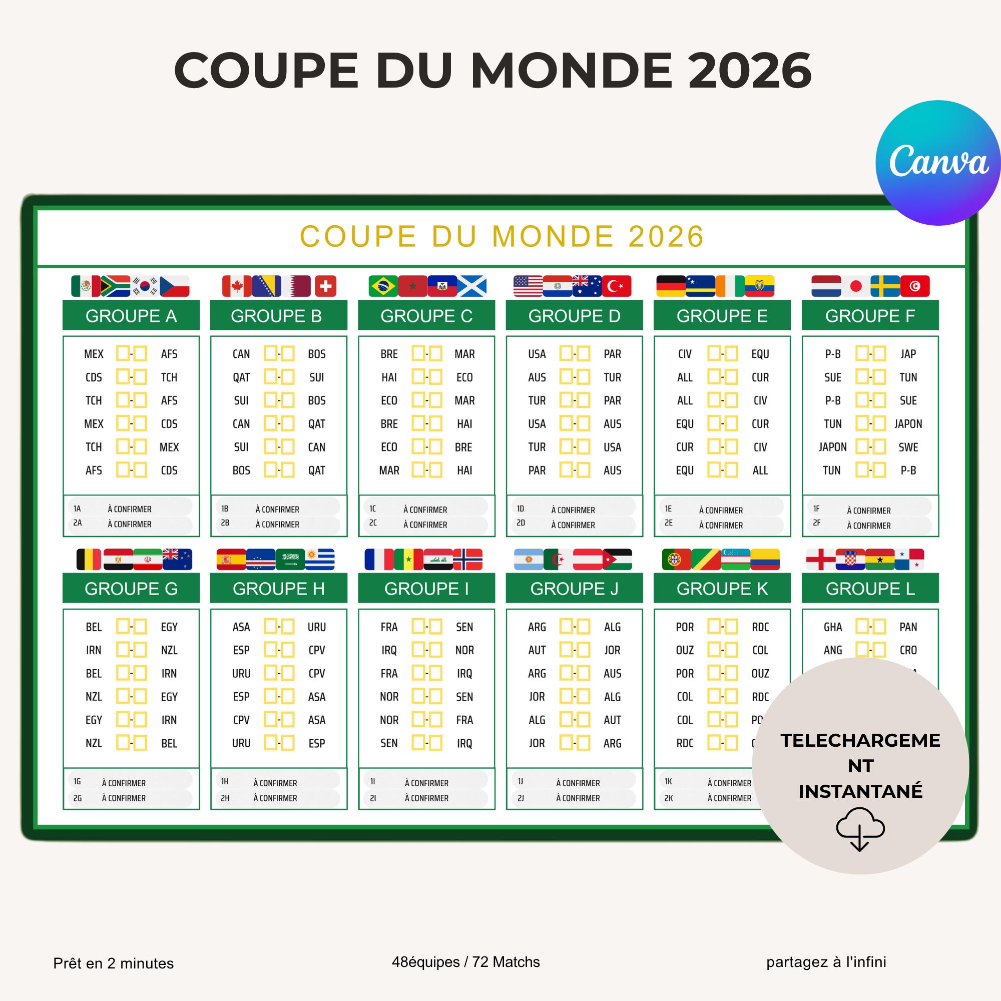 2026 World Cup Football Calendar - Printable and Editable Canva