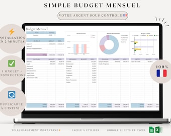 Maandelijks budgetoverzicht voor Frankrijk 2026 | Google Sheets en Excel | Uitgaven bijhouden | Persoonlijke financiën