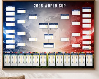 WK 2026 Poster Schema Printbaar PDF + Canva Groepsfase Programma Voetbal Tracker Muurkaart A3 Cadeau Voet, Voetbal