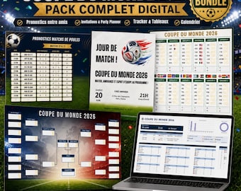 Compleet WK 2026-pakket: 6 producten - Digitale feestplanner, posterplanner, uitnodigingsvoorspellingen, Canva, Excel, Google Sheets