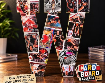 Basketball Card Collage Art | One-of-a-Kind | Custom Sports Decor | Custom Letter | Random Players