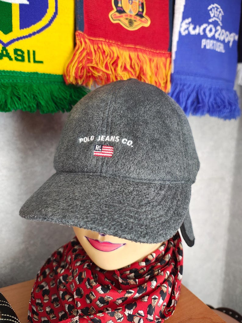 Vintage Polo Jeans Co. Ralph Lauren Fleece Ear Flap Hat – Y2K Gorpcore Trapper Cap image 3