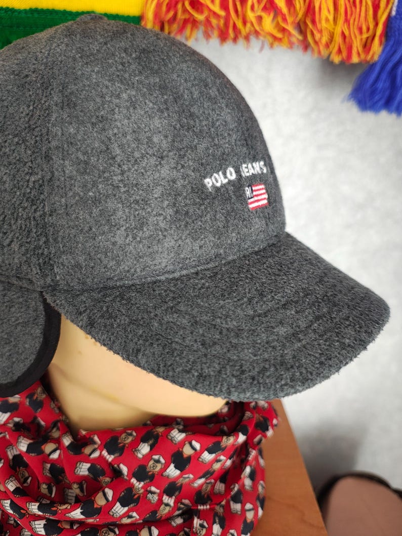 Vintage Polo Jeans Co. Ralph Lauren Fleece Ear Flap Hat – Y2K Gorpcore Trapper Cap image 5