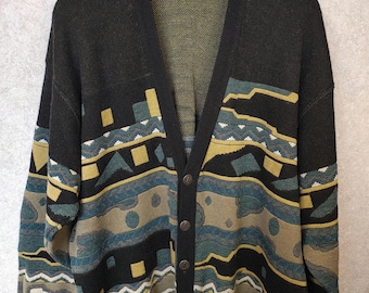 Vintage 90er Jahre GF Fischer Strickjacke – Cardigan – Wollmischung – Herren XL