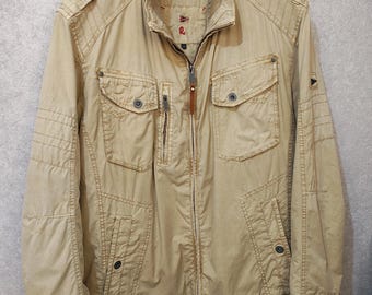 Vintage Paul R. Smith Utip Jacke Herren L Beige Militär Cargo Feldmantel