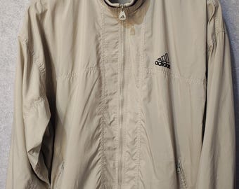 Vintage Adidas 1999-2000 Windbreaker Jacke Beige Männer XL Retro Fußball Streetwear