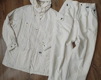 ヴィンテージ Schoffel GORE-TEX TACTEL 1990年代 ツーピーススーツ – クリーム スキー アウトドア メンズセット M 176cm
