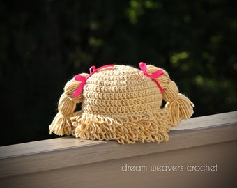 Crochet Cabbage Patch Doll Hat: Halloween Costume Wig