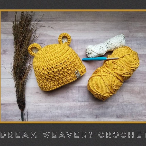 Crocheted Bear Hat, Soft Yarn Teddy Bear Design