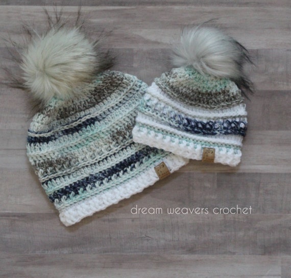 mommy and me pom pom hats