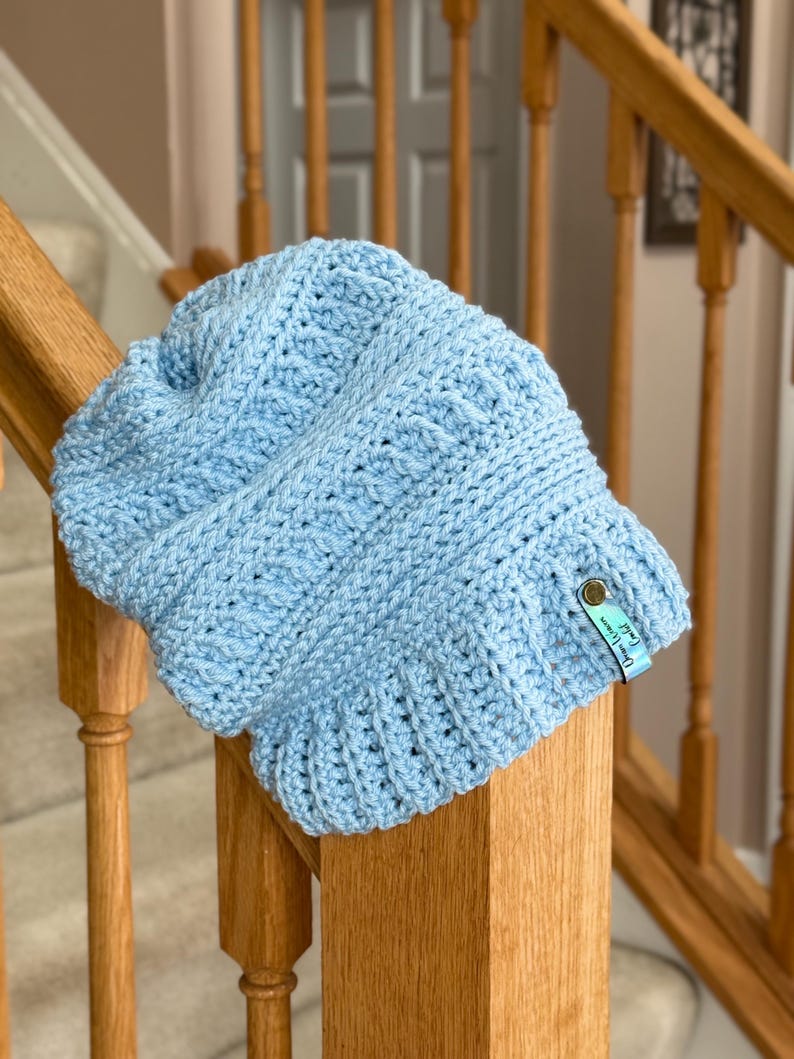 Handmade Crocheted Slouch Beanie: Unisex Textured Fall Hat image 5