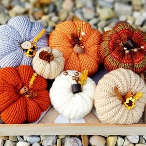 Knit pumpkin, pumpkin set, candy corn pumpkin, knit pumpkin, pumpkin decor, small knit pumpkin, stuffed pumpkin, toy pumpkin, gold pumpkin,