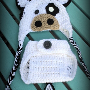 Cow Hat & Diaper Cover, Halloween Cow Costume, Infant Cow Costume, Baby Cow Costume, Toddler Cow Costume, Halloween Costume