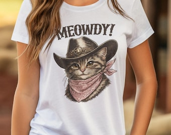 T-shirt de chat cow-girl miaou | T-shirt bandana chaton western