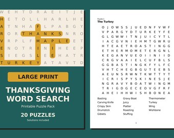 Holiday Word Search Bundle, 60 Large Print Puzzles for Halloween Thanksgiving and Christmas, Printable PDF with Solutions, Instant Download