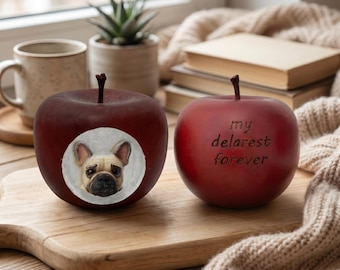 Personalized Pet Photo Keepsake Apple, Custom Dog Memorial Gift, Engraved Remembrance Gift for Pet Lovers