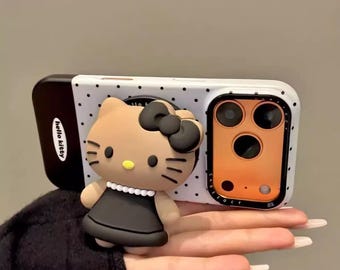 MagSafe Case with a Dimensional Hello Kitty Figure & Classic Polka Dot Pattern, CombiningStylewithWireless Chargingfor iPhone15/16/17 ProMax