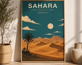 Saharaöknen Poster, Marocko Väggkonst, Vintage Resetryck