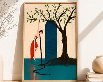 Surrealistisk feminin väggkonst för moderna interiörer