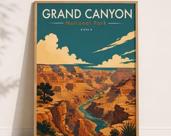 Grand Canyon-väggkonst, vintage reseaffisch, Arizona nationalpark-tryck