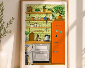 Mysig köksillustration för varm heminredning