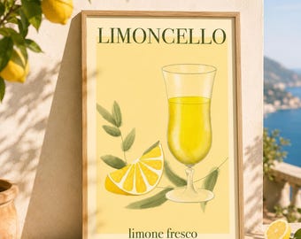 Limoncello-väggkonst för italiensk sommarinredning