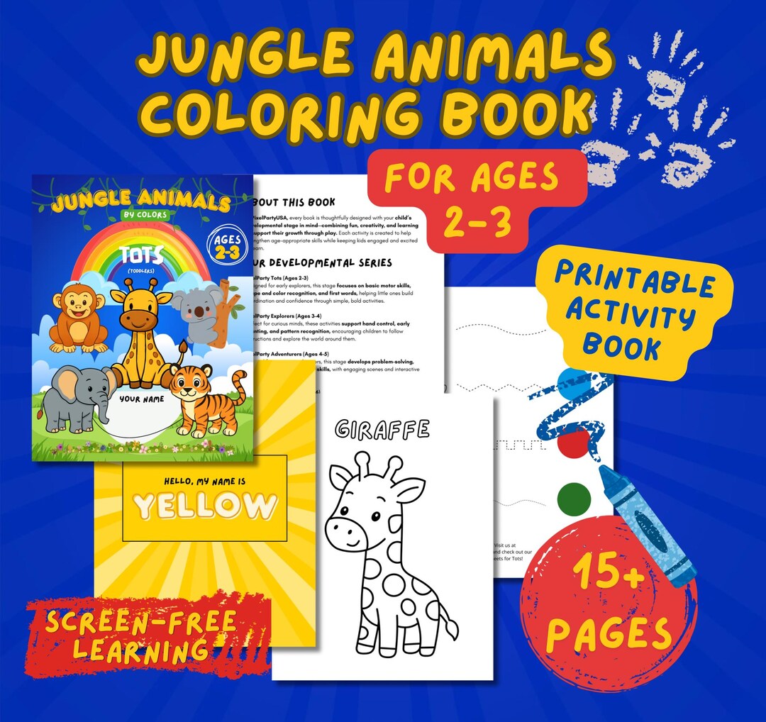 Libro para colorear de animales de la selva para niños pequeños de 2 a ...