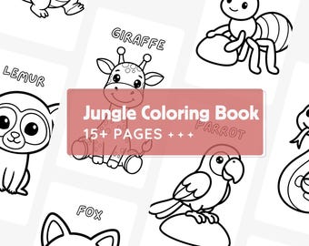 Jungle Animals Coloring Book for Toddlers Ages 2–3 | Printable Activity Book with Bonus Page | Pre-Writing & Fine Motor Skills