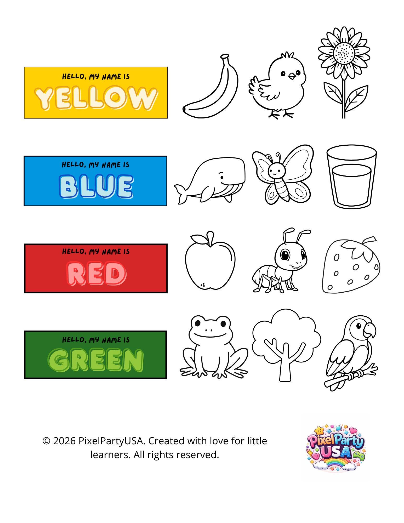 Coloring Book Everyday Objects Printable Toddler Activity Book by ...