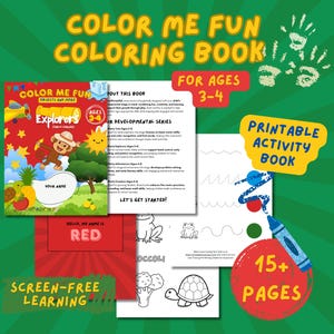 Coloring Book Everyday Objects Printable Toddler Activity Book by Colors Fine Motor Skills Ages 3–4