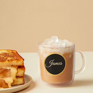 Personalized Gold Script Name Mug | Clear Glass Mug 10oz | 10oz glass mug