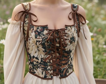 Victorian Lace-up Corset, Renaissance Corset, Cottagecore Corset Top, Renaissance Bodice for Ren Fair