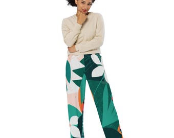 All-Over Print Unisex Wide-Leg Pants – Graphic Streetwear Trousers – Loose Fit Casual Pants – Trendy Fashion