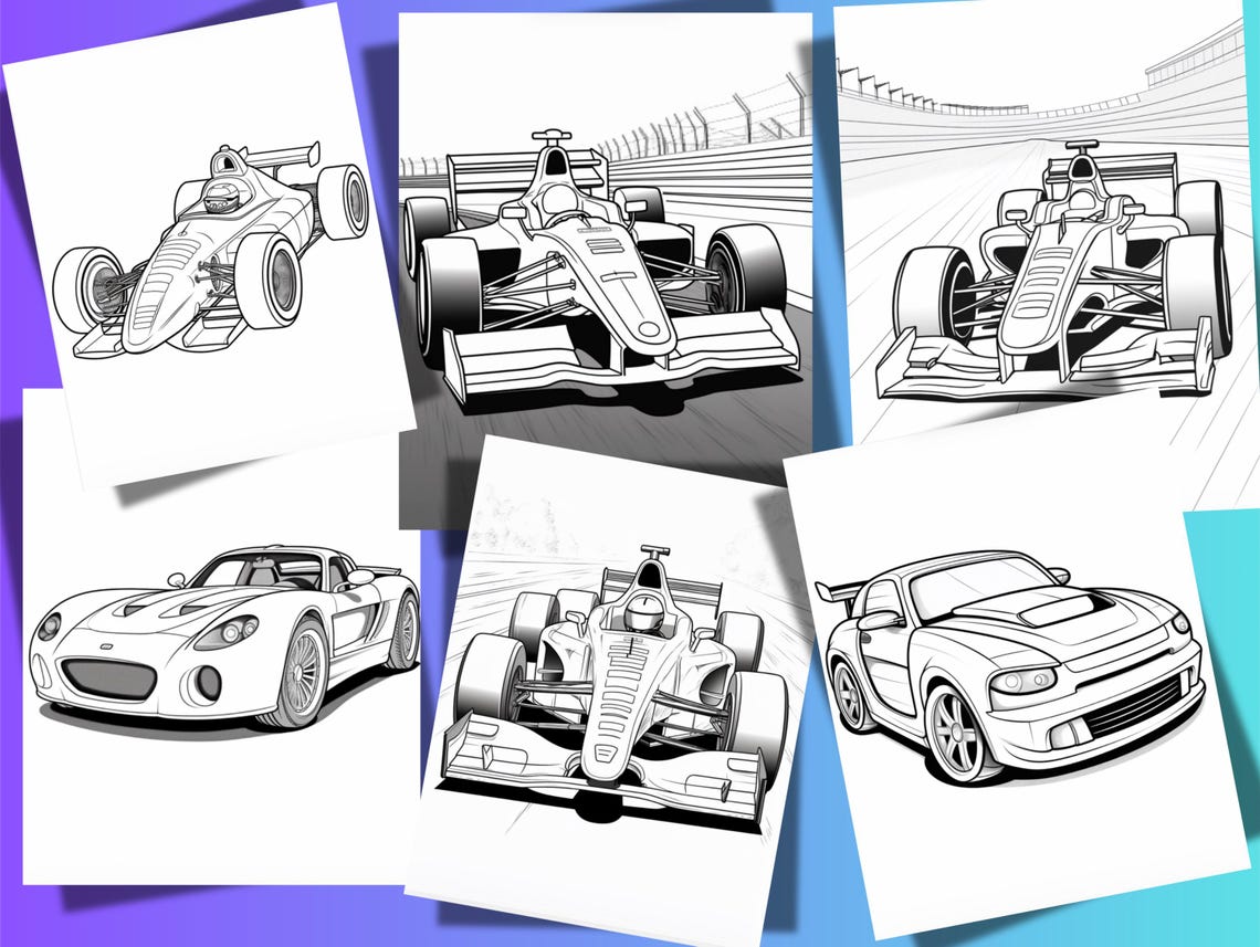 100 Race Car Coloring Pages for Kids, Vehicle Coloring Book PDF ...