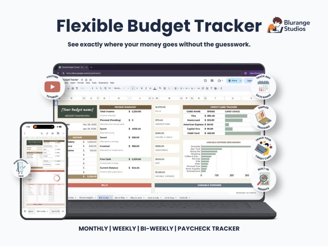 Smart Budget Tracker Google Sheets | Track Expenses, Savings & Insights ...