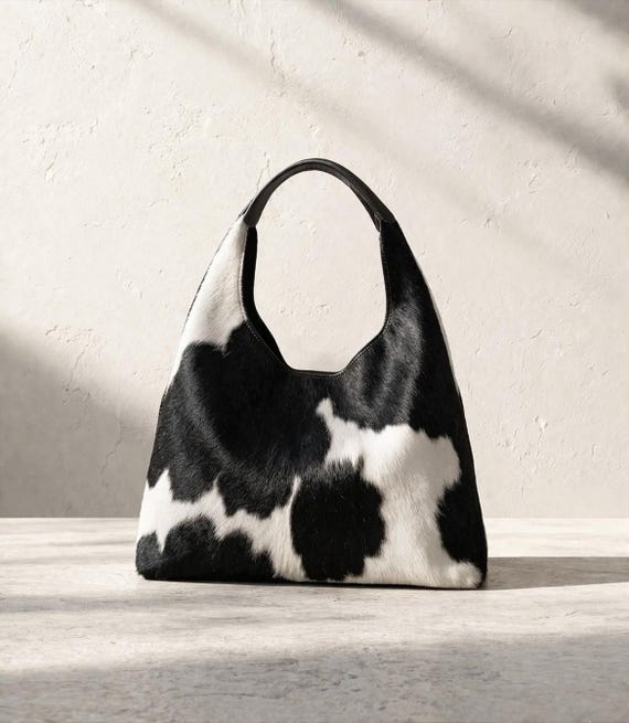 Genuine Cowhide Hair-on Tote Bag | Handmade Western Shoulder Hobo