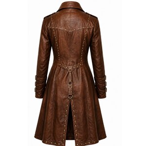 Leather Long Jacket With Studs - Etsy