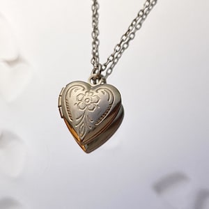Tiny Silver Heart Locket Necklace