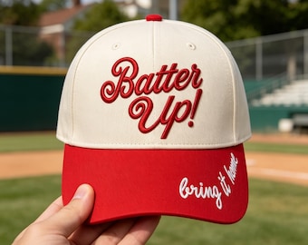 Batter Up Embroidered Hat, Retro Baseball Trucker Cap, Game Day Wife Gift